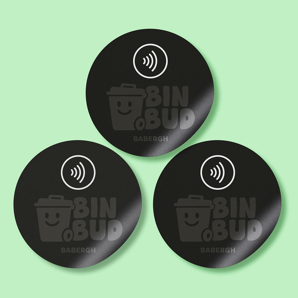 BinBud - Bin Day Reminder | Triple Pack NFC Stickers | Babergh